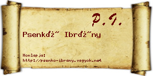 Psenkó Ibrány névjegykártya